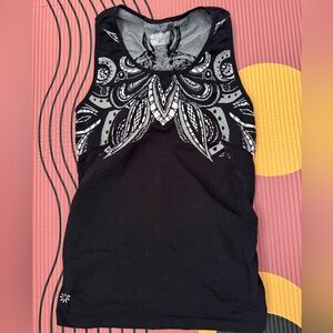 Athleta Women's XS Black + White Paisley Ruched Side Athletic Tank